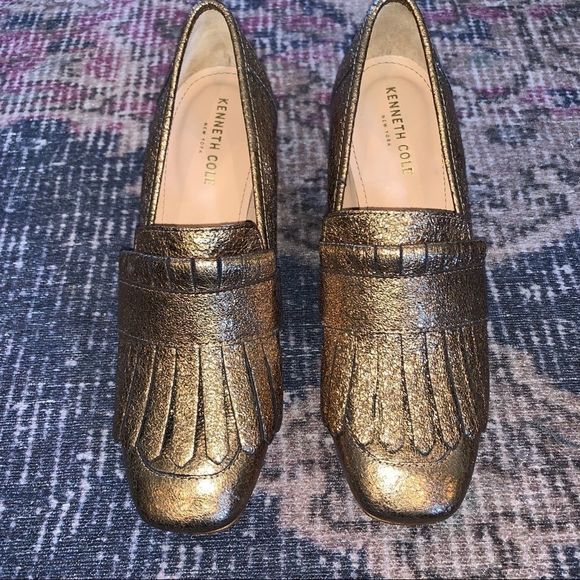 Kenneth Cole Macey gold sparkle loafers 9 - Picture 3 of 15